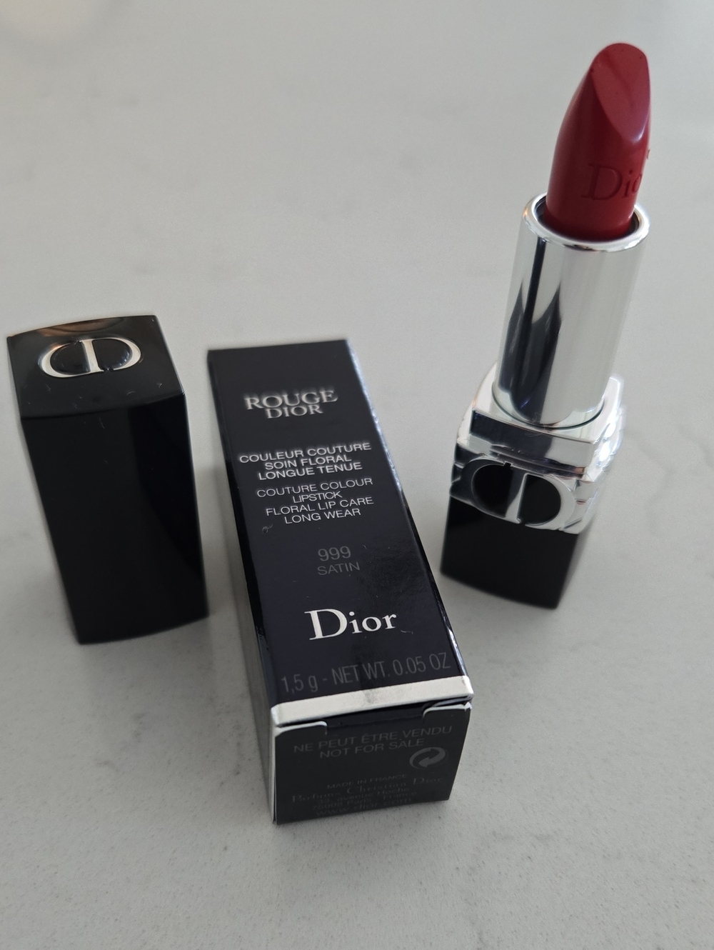 New In Box Never Used Dior Rouge Lipstick 999 Satin Classic Bold Red Deluxe Trvl